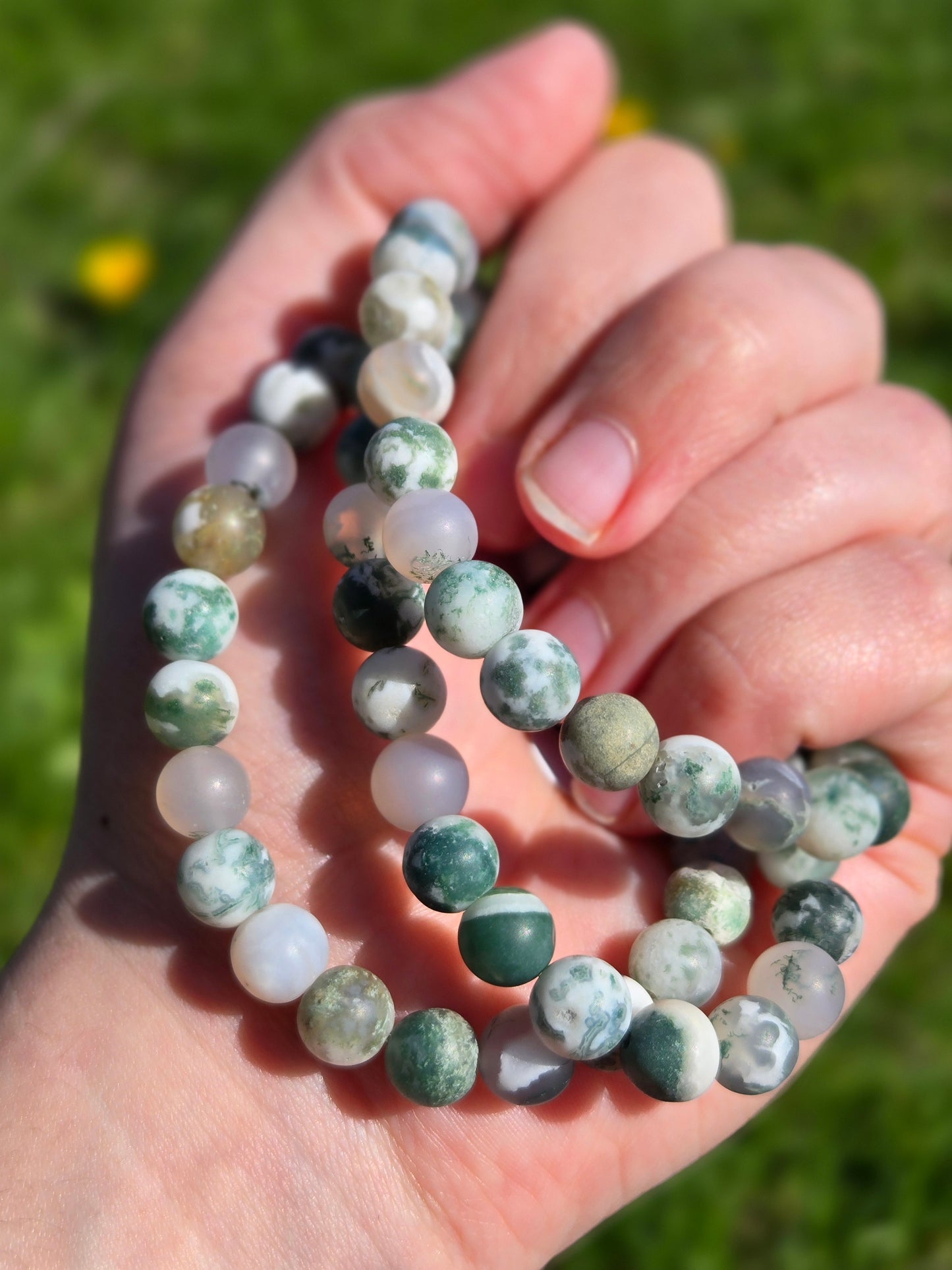 Moss Agate bracelet 8 mm Matte finish