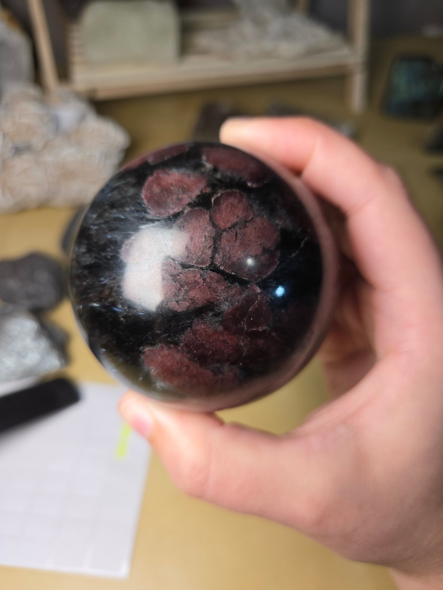 Garnet with Astrophyllite sphere
