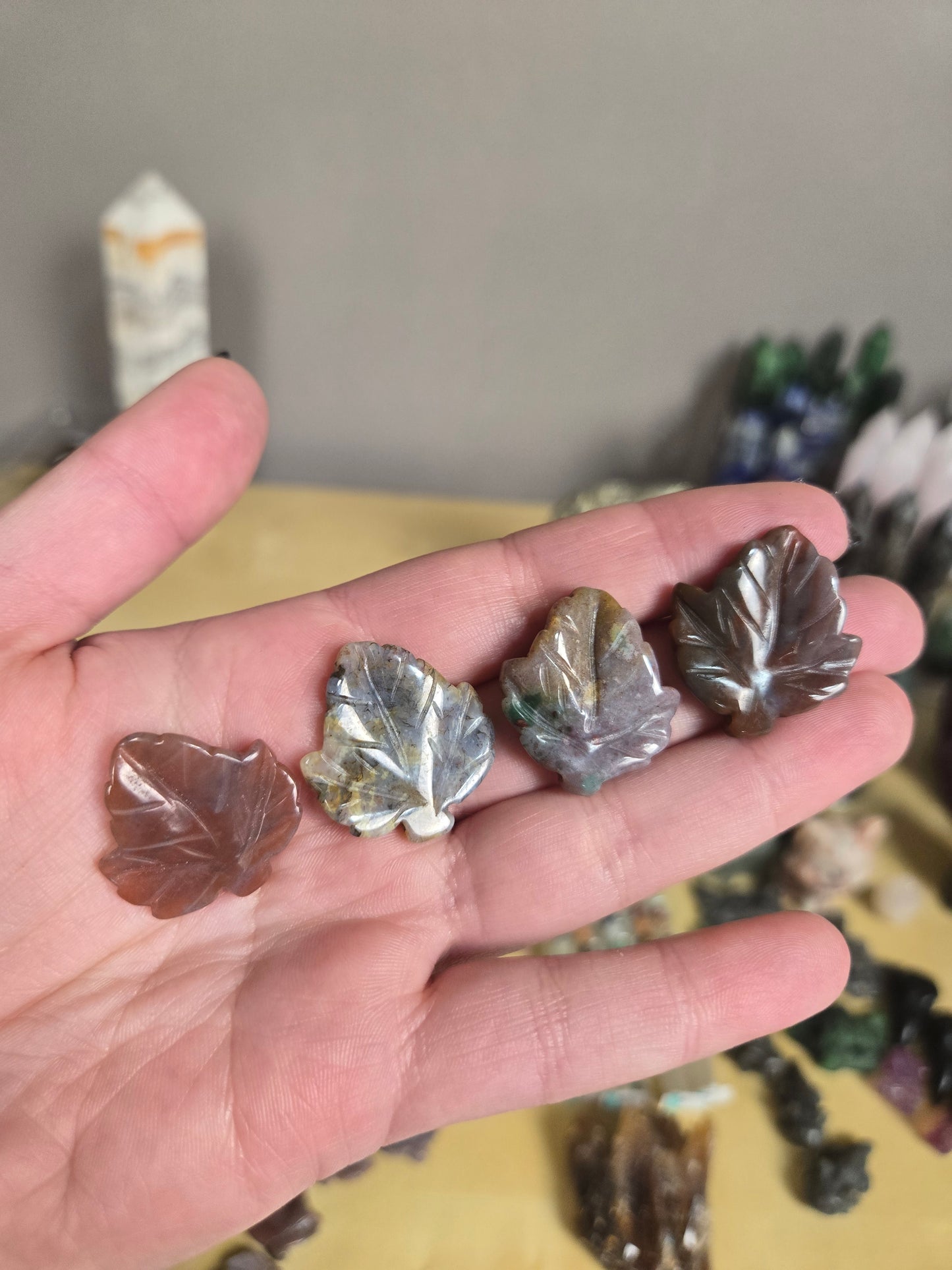 Ocean Jasper leaf carving