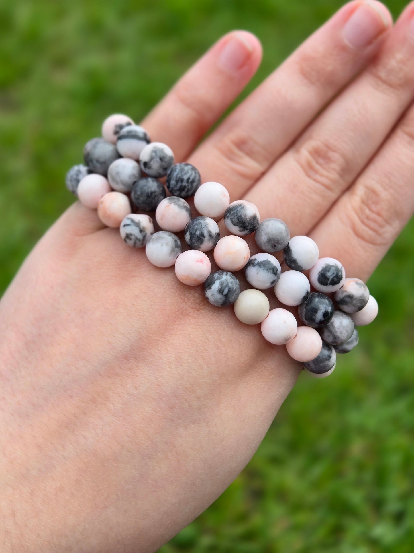 Pink Zebra Jasper bracelet 8 mm Polished finish