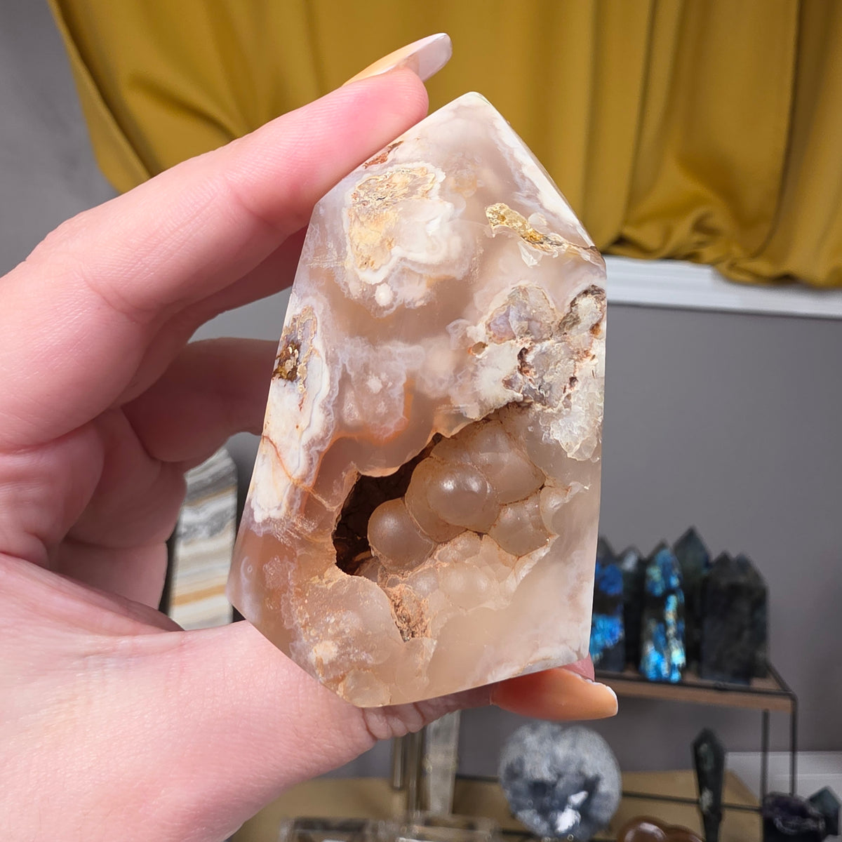 Flower Agate tower *UV reactive*