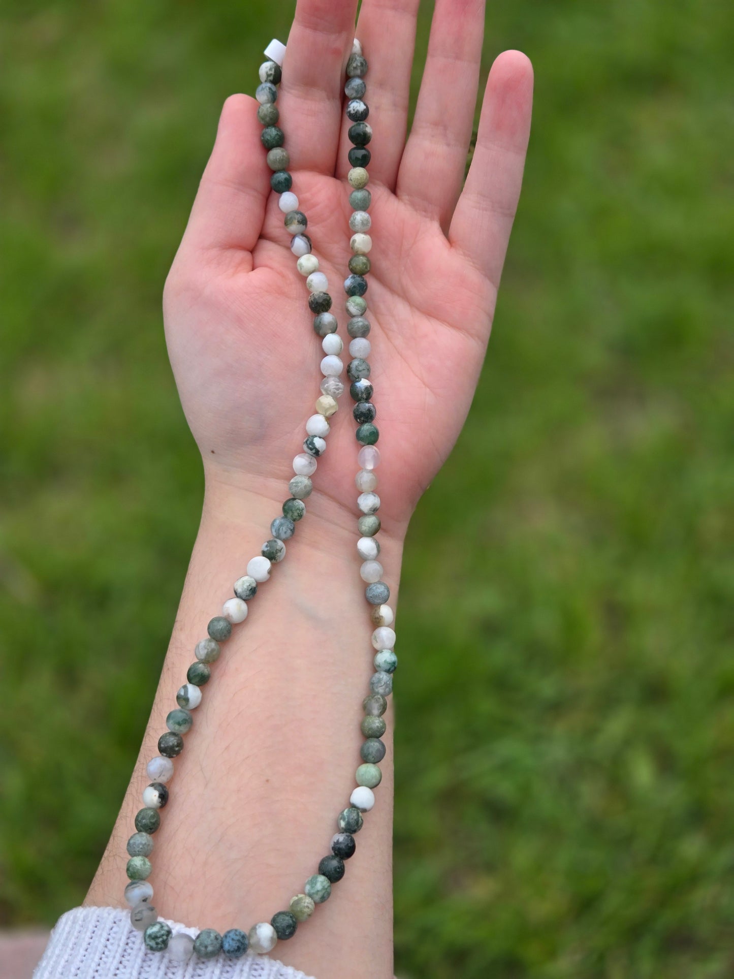 Moss Agate triple bracelet 6 mm