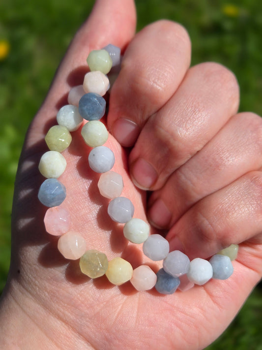 Morganite faceted bracelet 8 mm