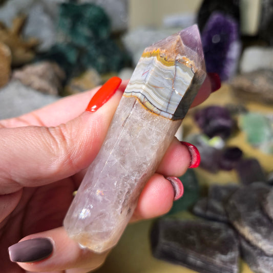 Amethyst and Mexican Crazy Lace Agate tower