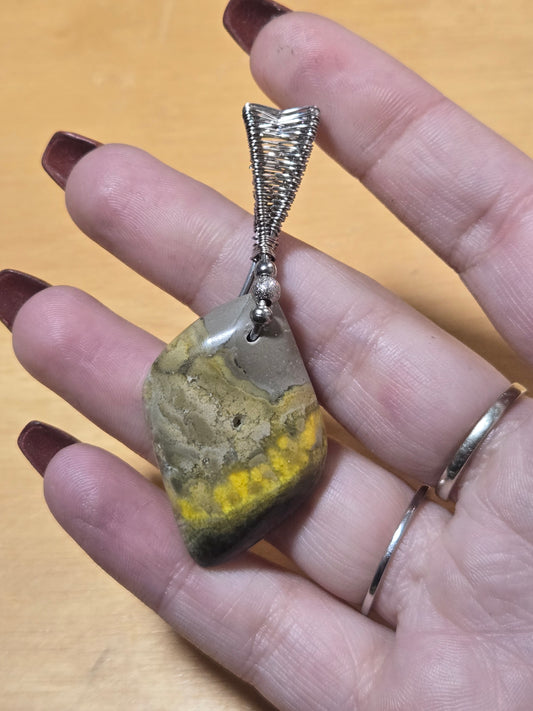 Bumblebee Jasper handwrapped pendant