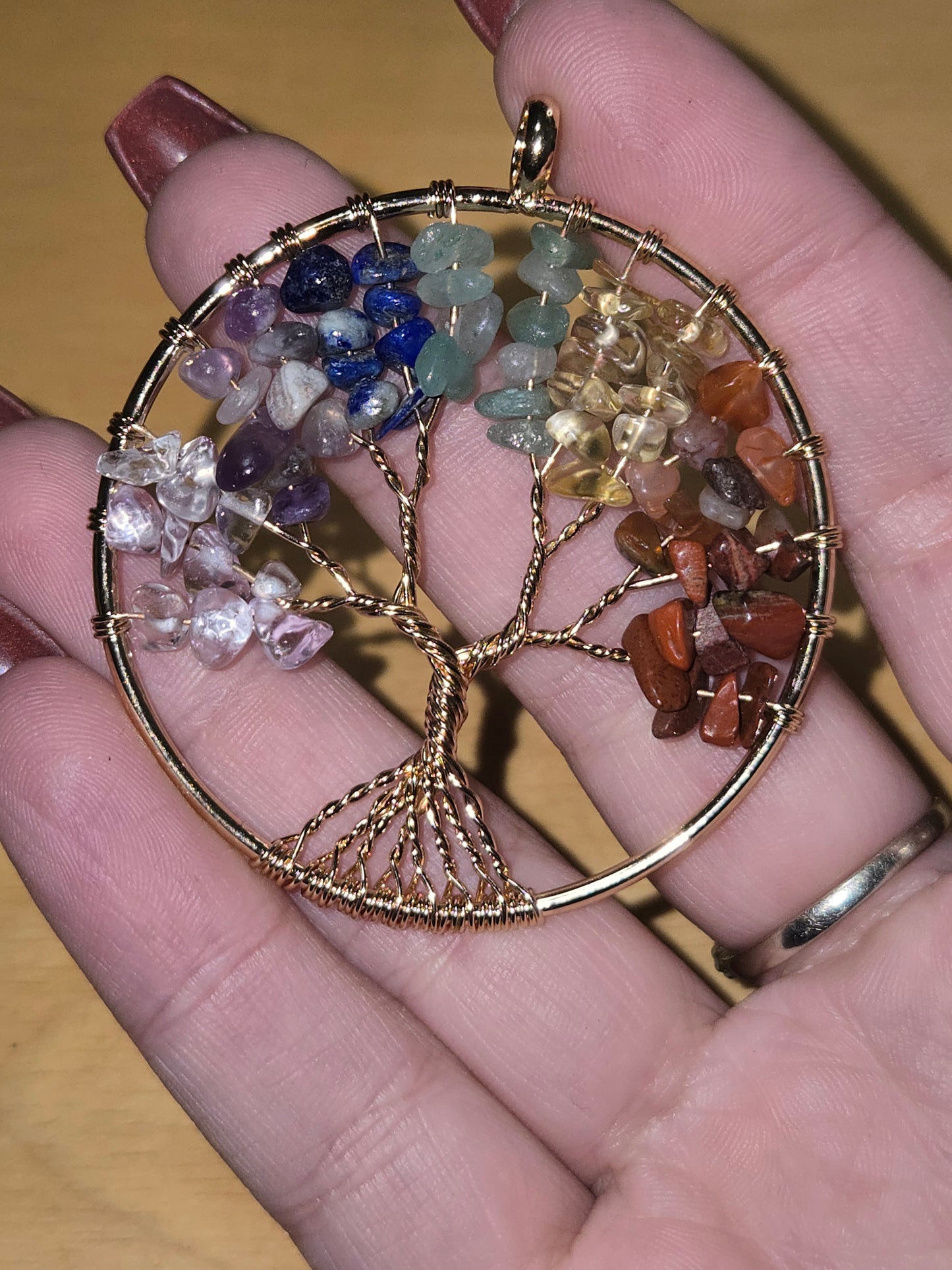 Chakra Tree of Life gold pendant