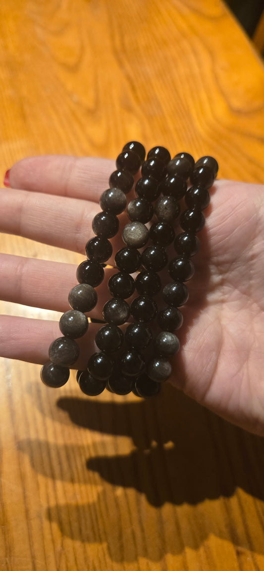 Silver Sheen Obsidian bracelet 8mm