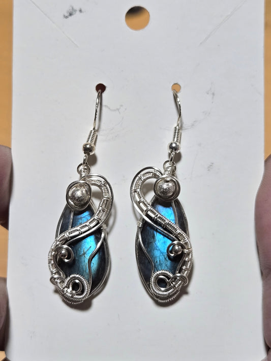 Blue Labradorite handwrapped earrings