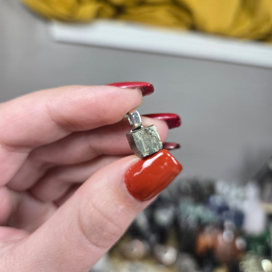 Pyrite natural cube pendant