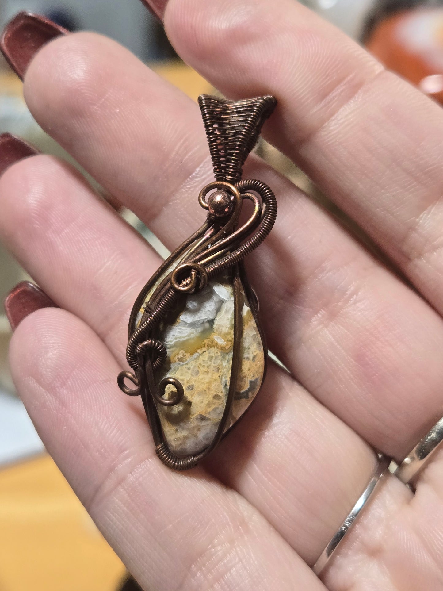 Crazy Lace Agate handwrapped pendant