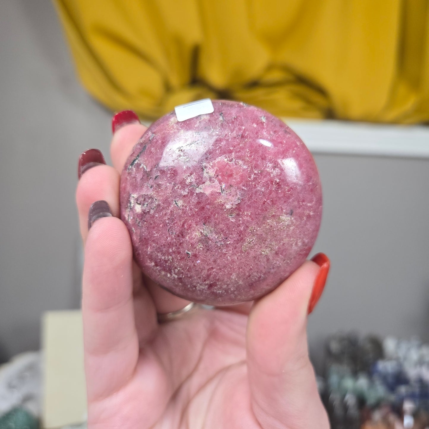 Rhodonite palm stone