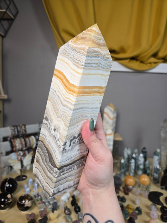 Dendritic Orange Calcite XL tower