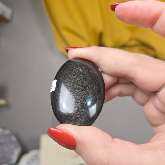 Silver Sheen Obsidian palm stone