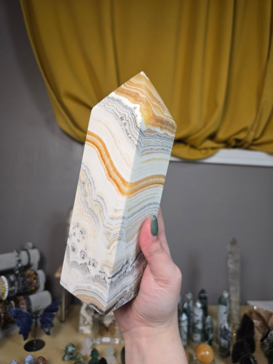 Dendritic Orange Calcite XL tower