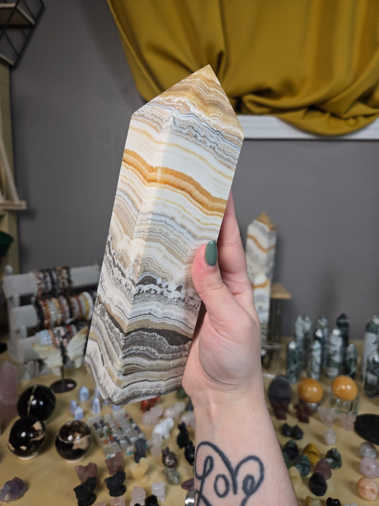 Dendritic Orange Calcite XL tower