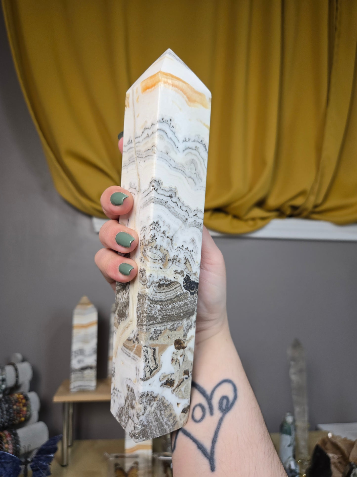 Dendritic Orange Calcite XL tower