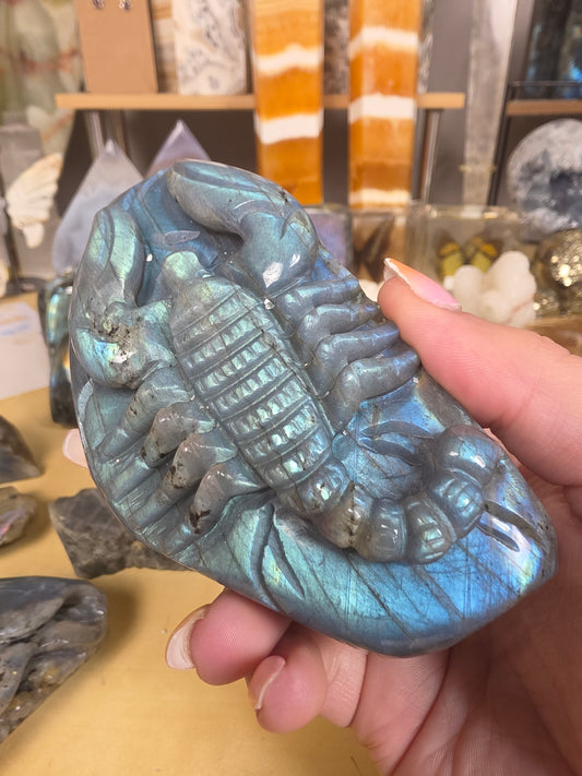 Scorpion Labradorite carving