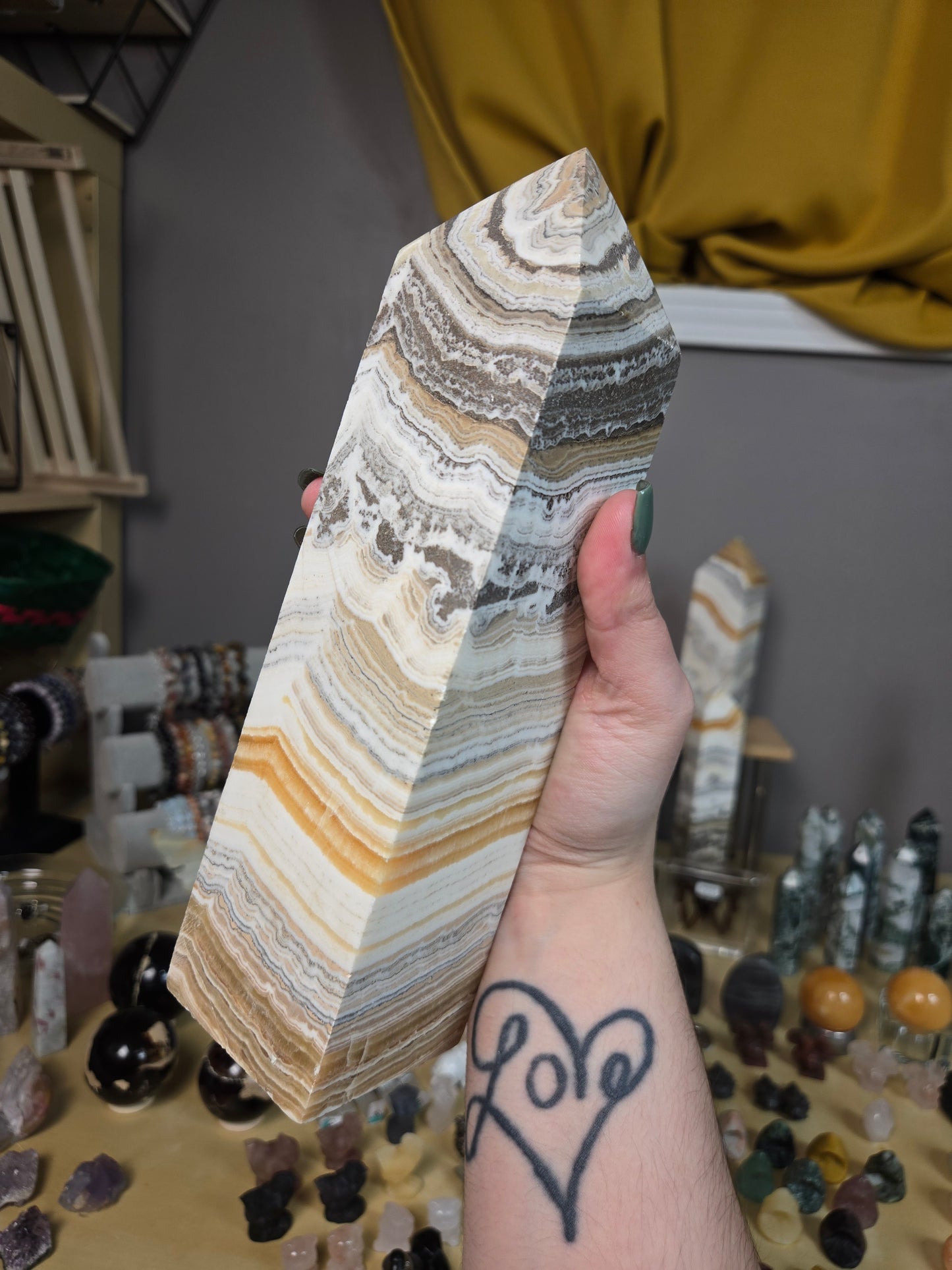 Dendritic Orange Calcite XL tower