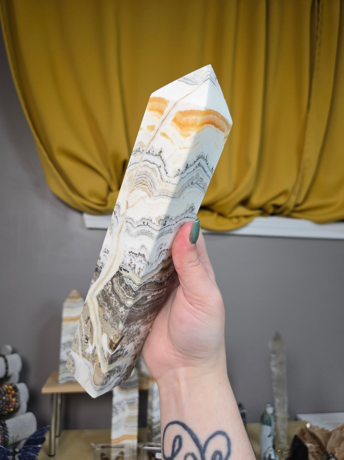 Dendritic Orange Calcite XL tower