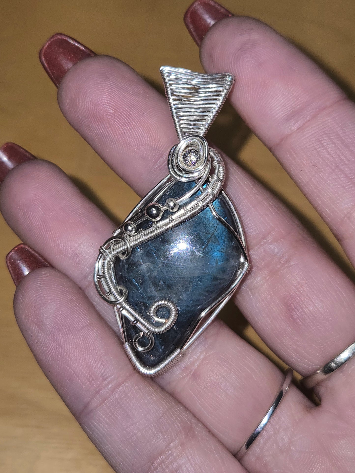 Blue Labradorite handwrapped pendant