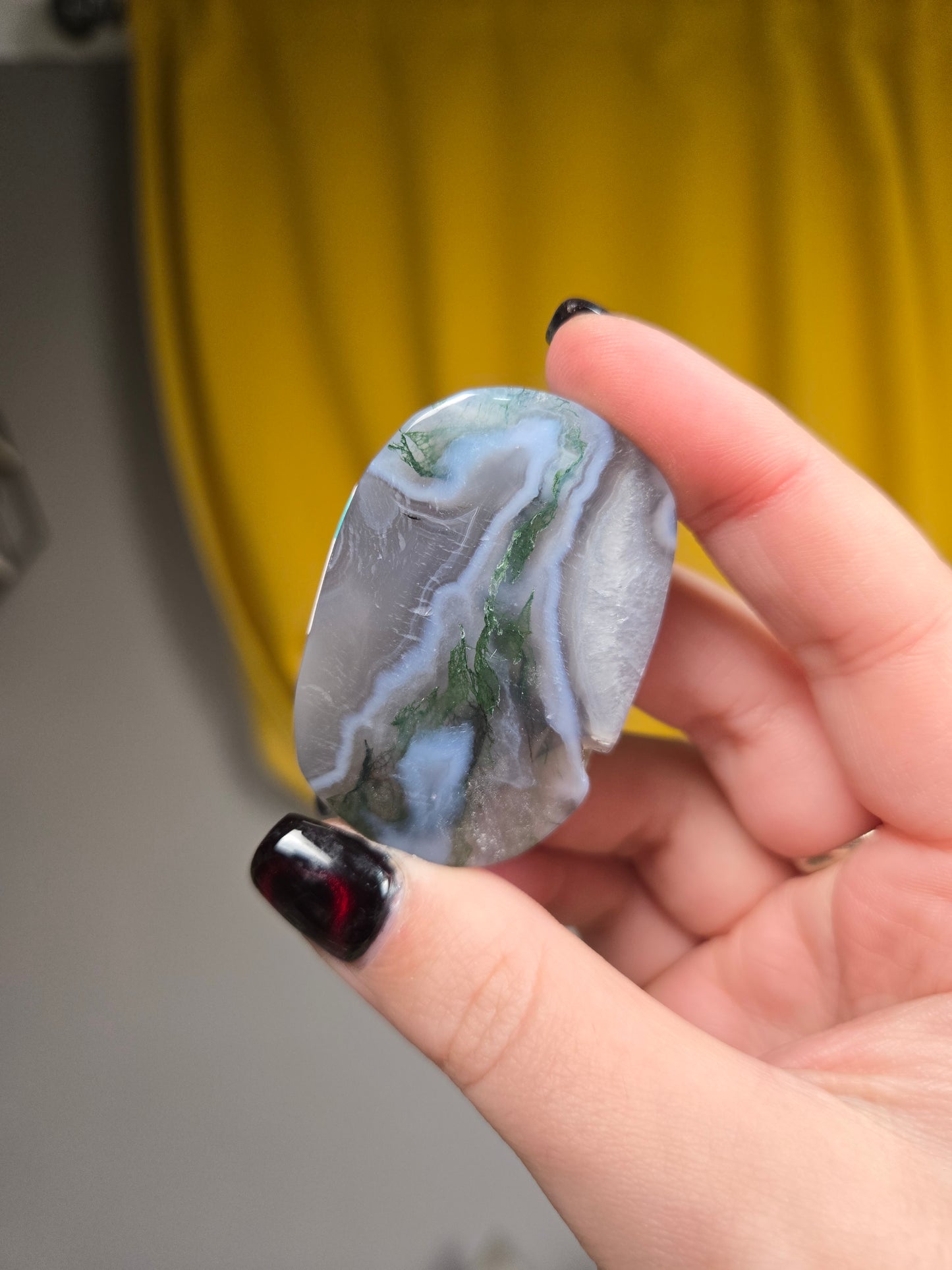 Moss Agate palm stone
