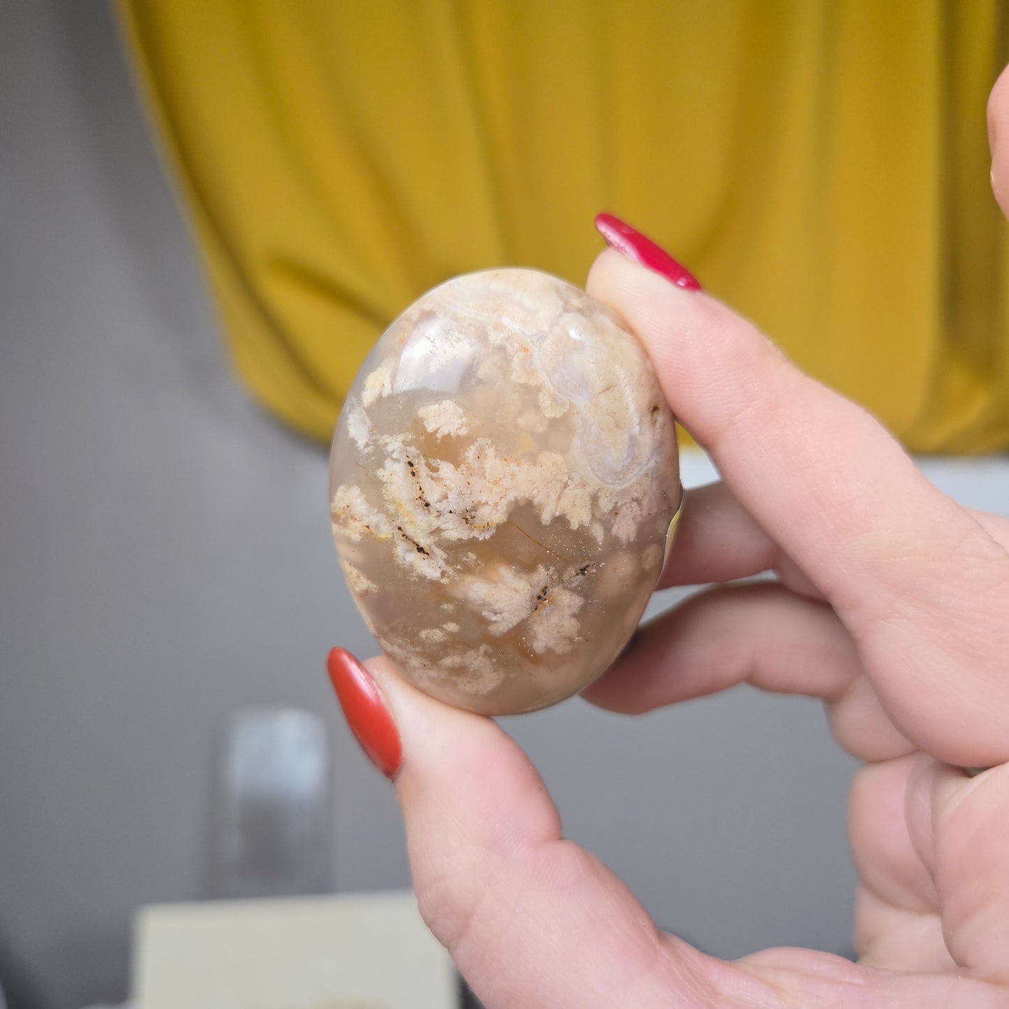 Flower Agate palm stone