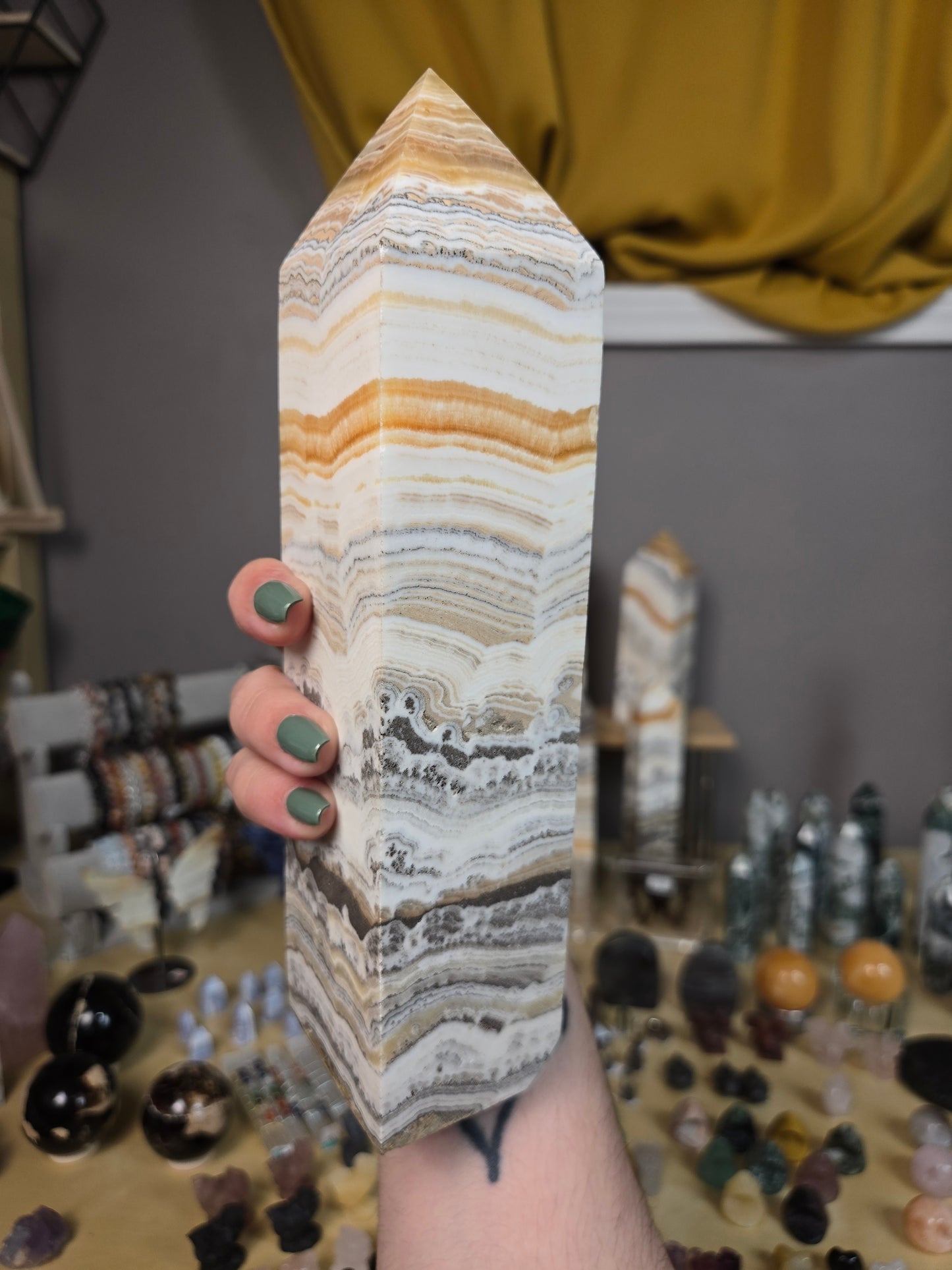 Dendritic Orange Calcite XL tower