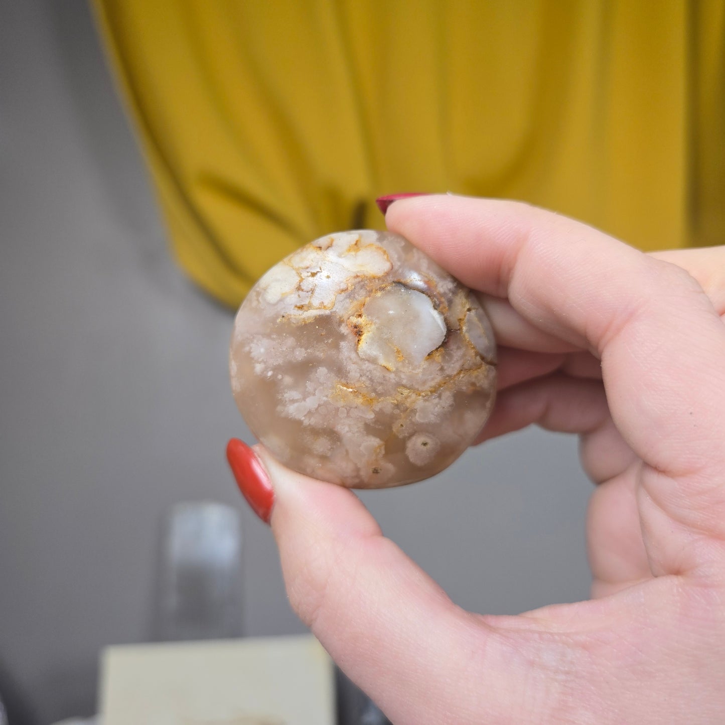 Flower Agate palm stone