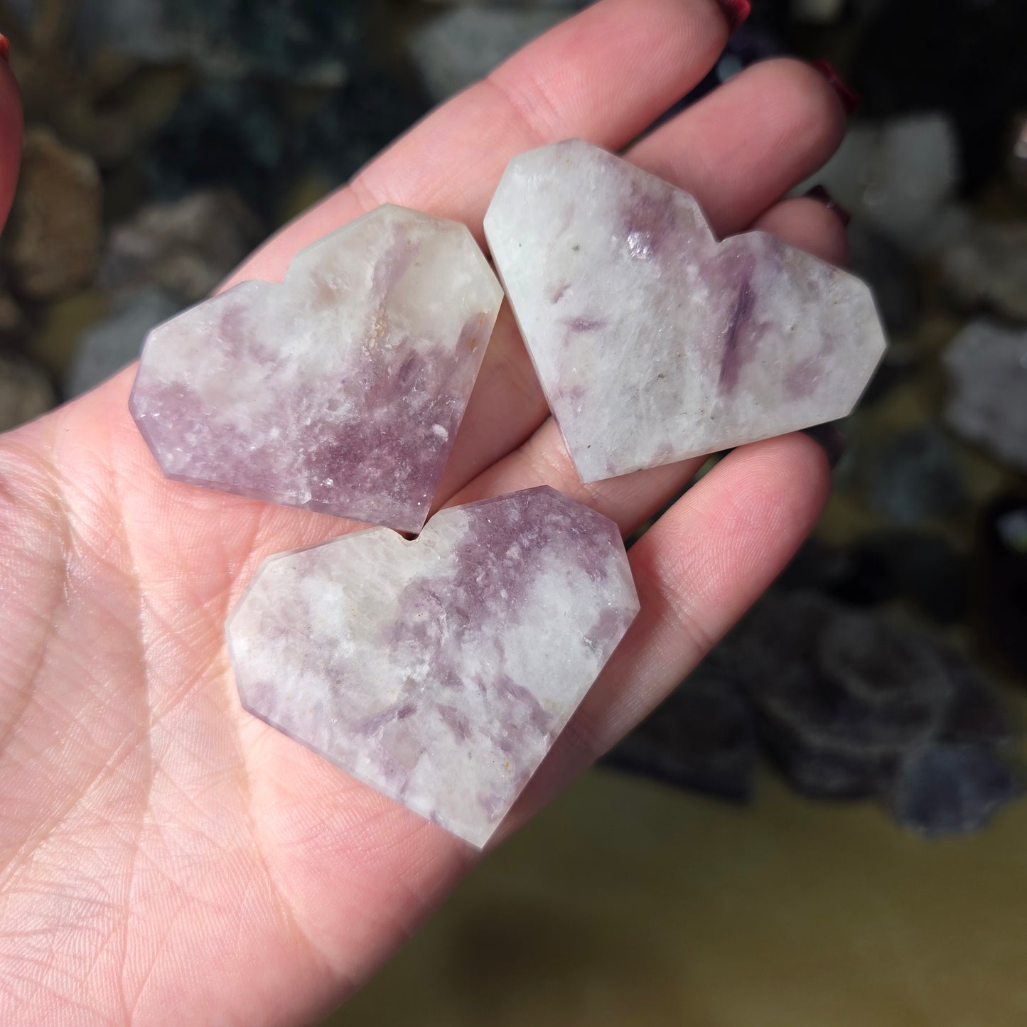 Lepidolite faceted heart