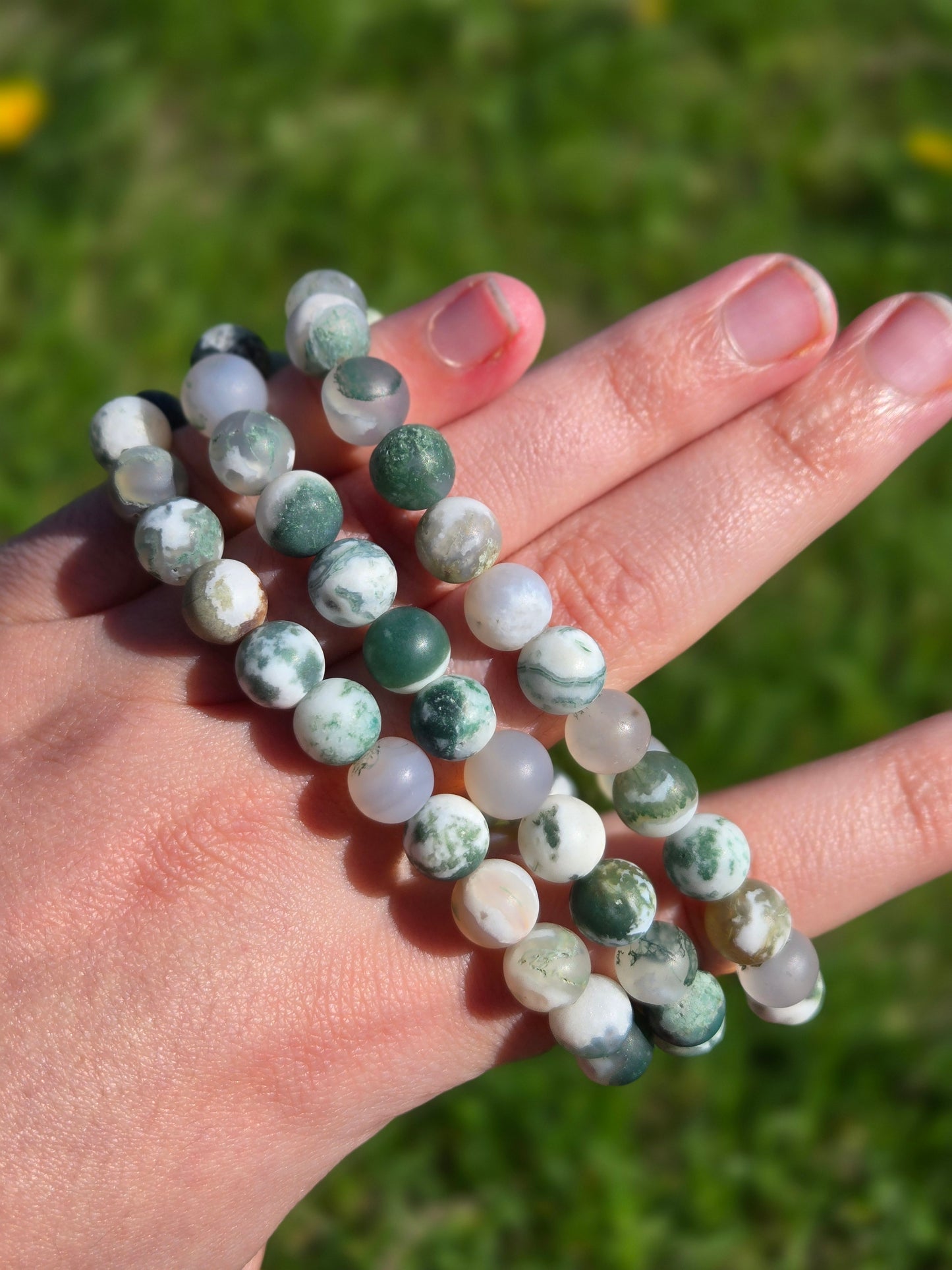 Moss Agate bracelet 8 mm Matte finish