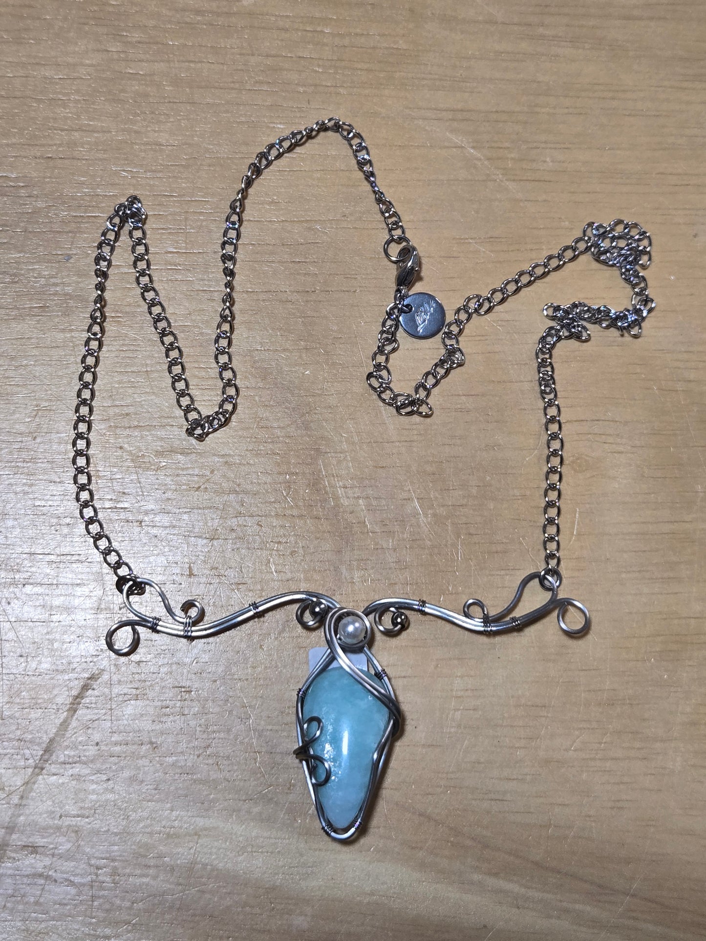 Amazonite handwrapped pendant