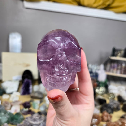 Purple Fluorite Skull carving