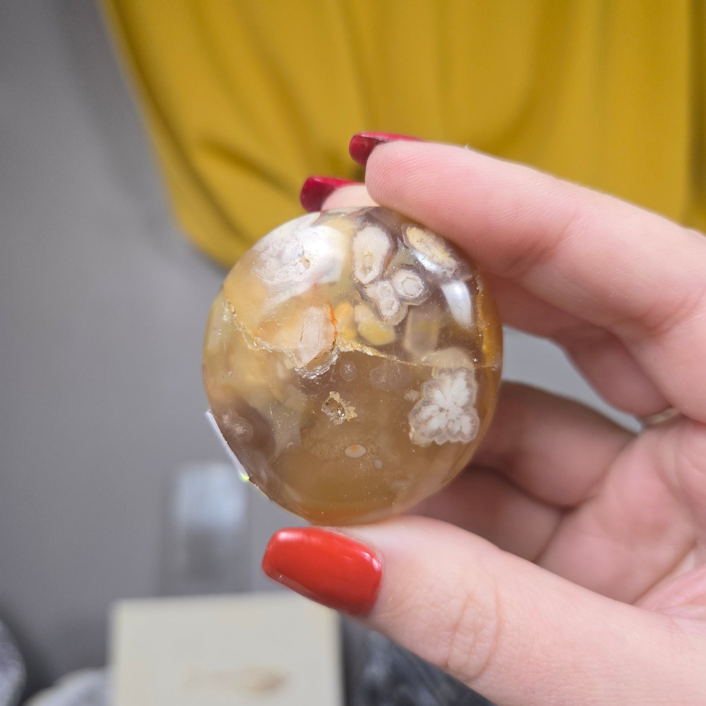 Flower Agate palm stone