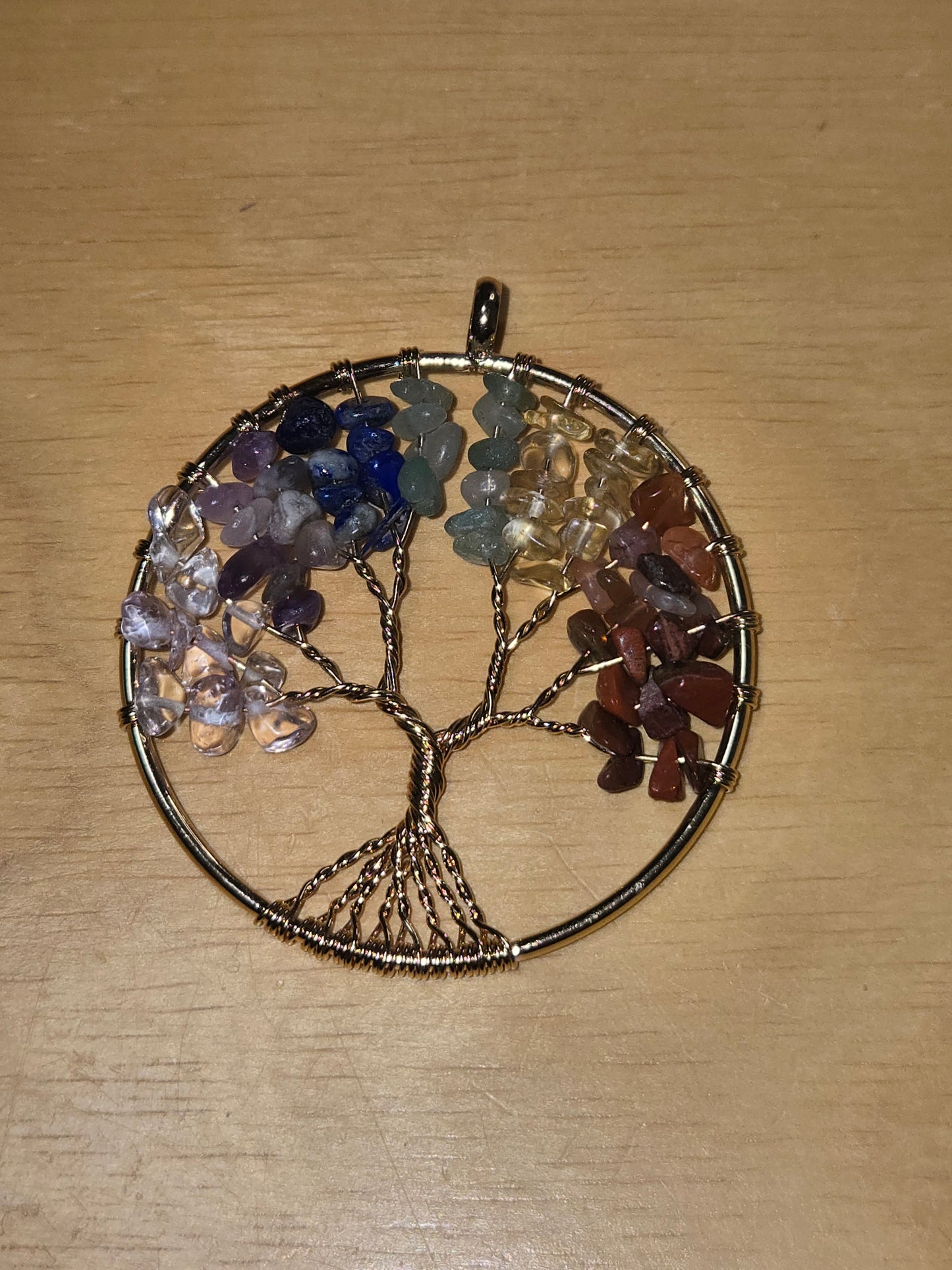 Chakra Tree of Life gold pendant