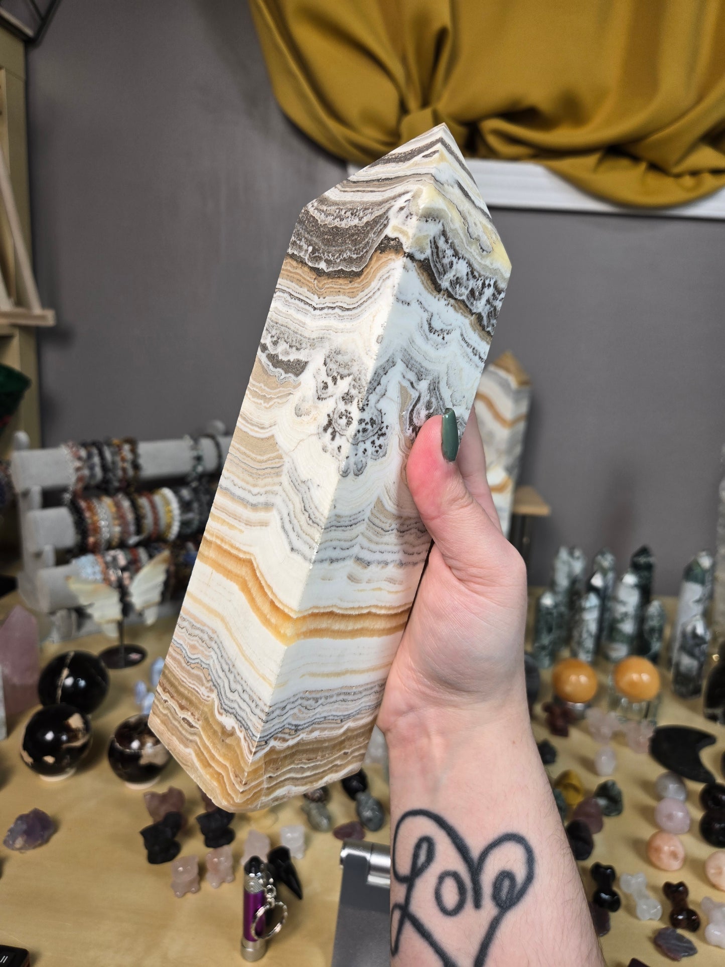 Dendritic Orange Calcite XL tower