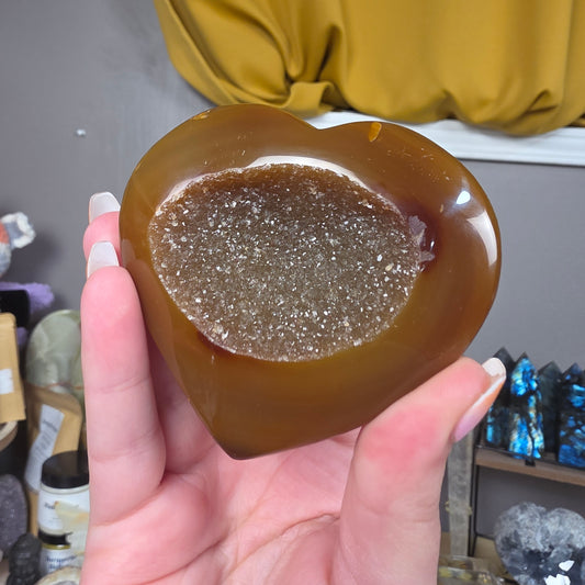 Druzy Agate heart with stand
