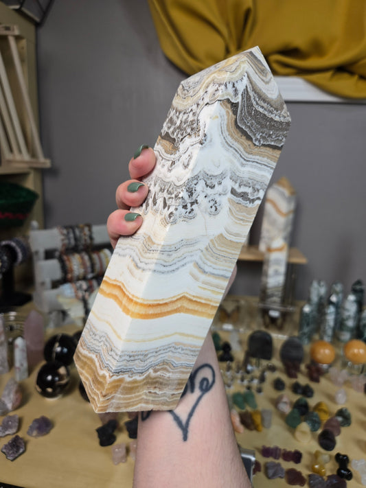 Dendritic Orange Calcite XL tower