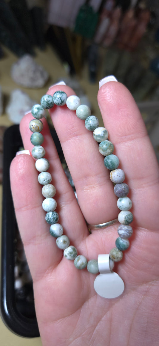 Moss Agate 6mm Bracelet matte