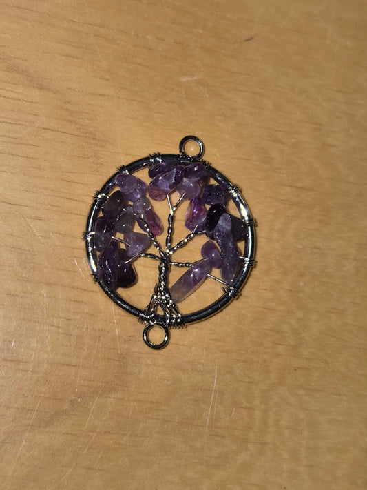 Amethyst Tree of Life silver pendant