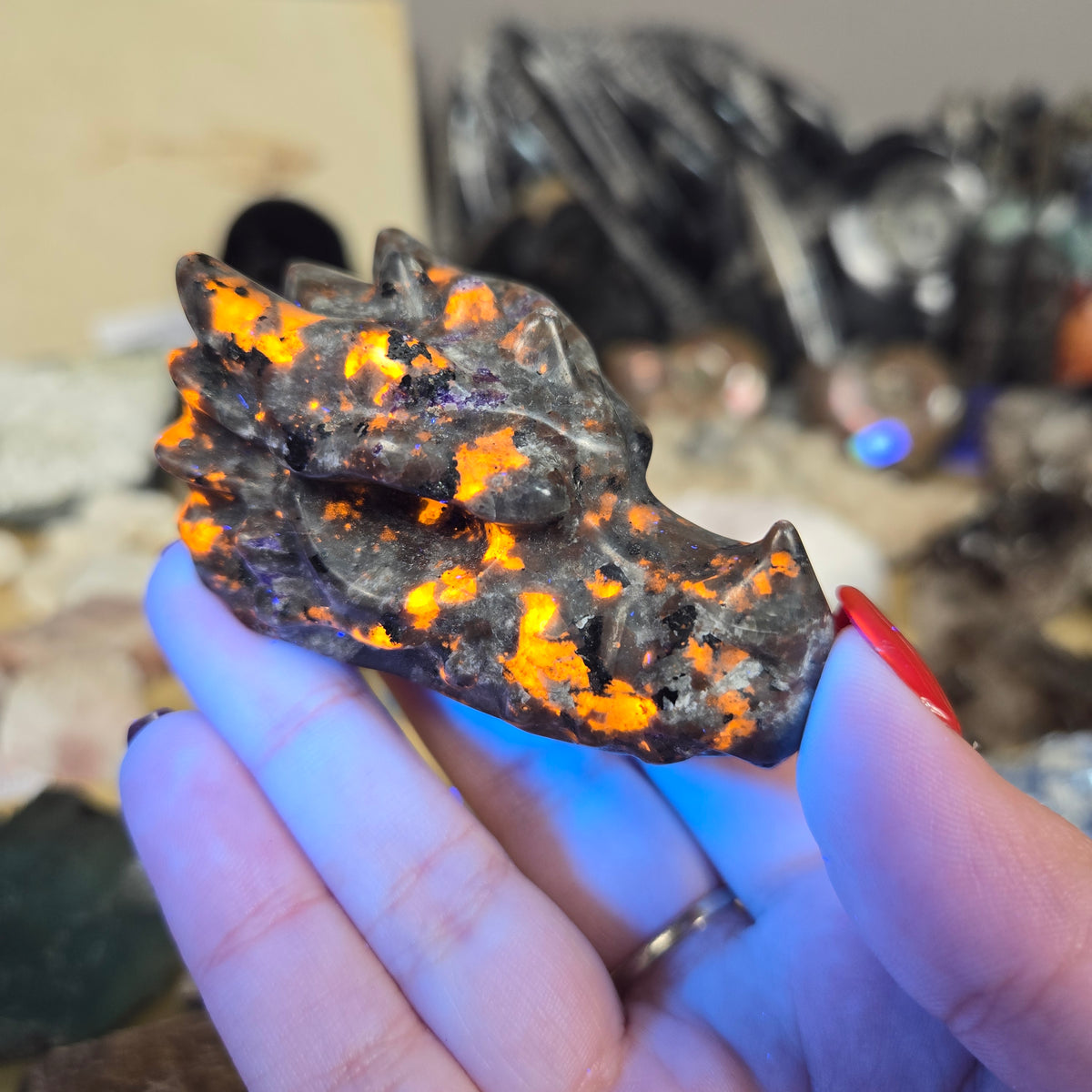 Yooperlite Dragon head carving – Rocks Anne