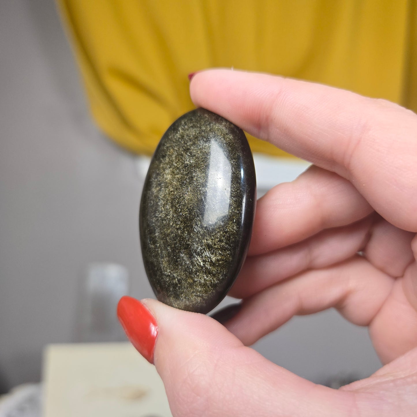 Gold Sheen Obsidian palm stone
