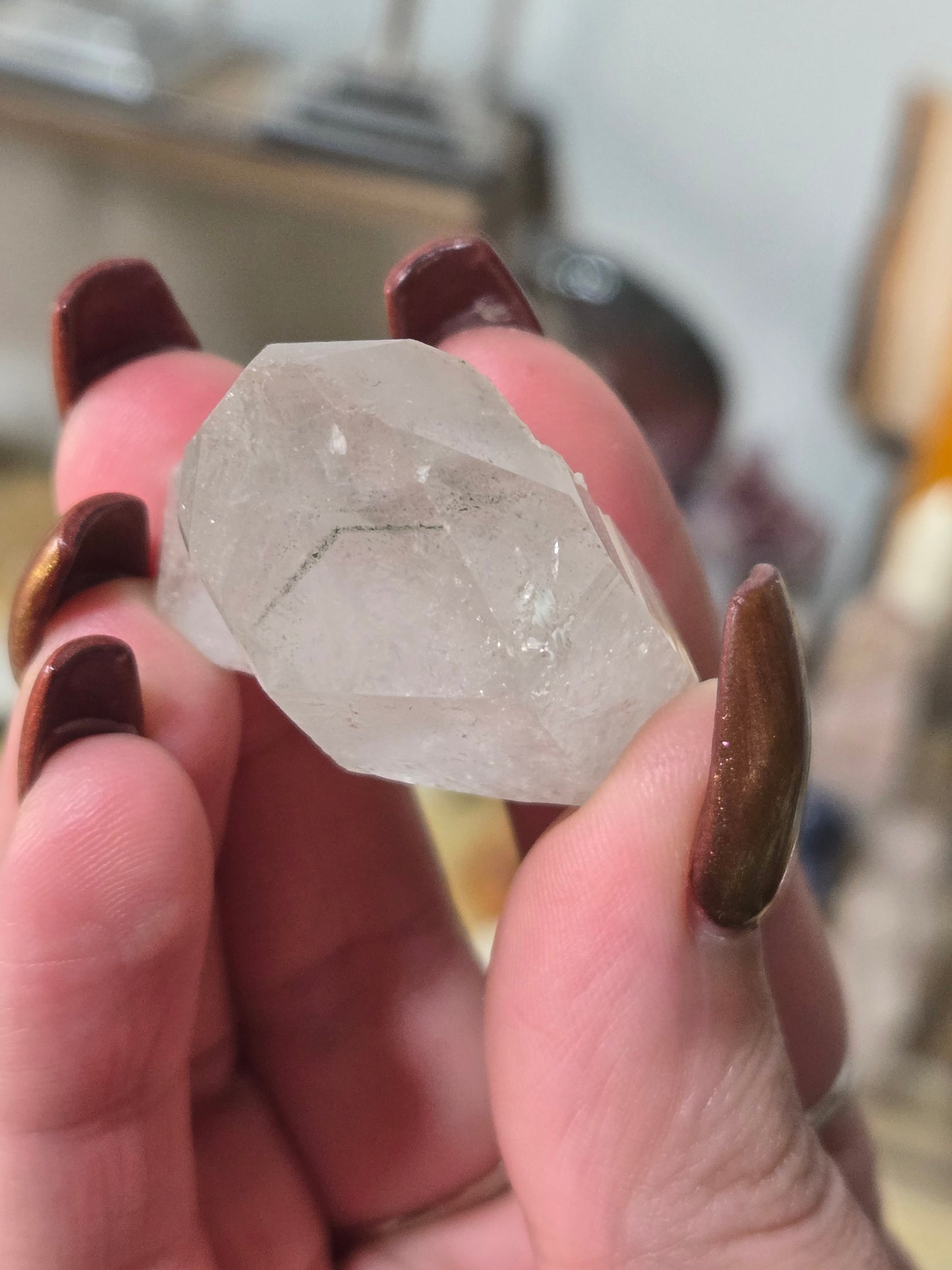 Clear Quartz specimen with Garden Quartz inclusions