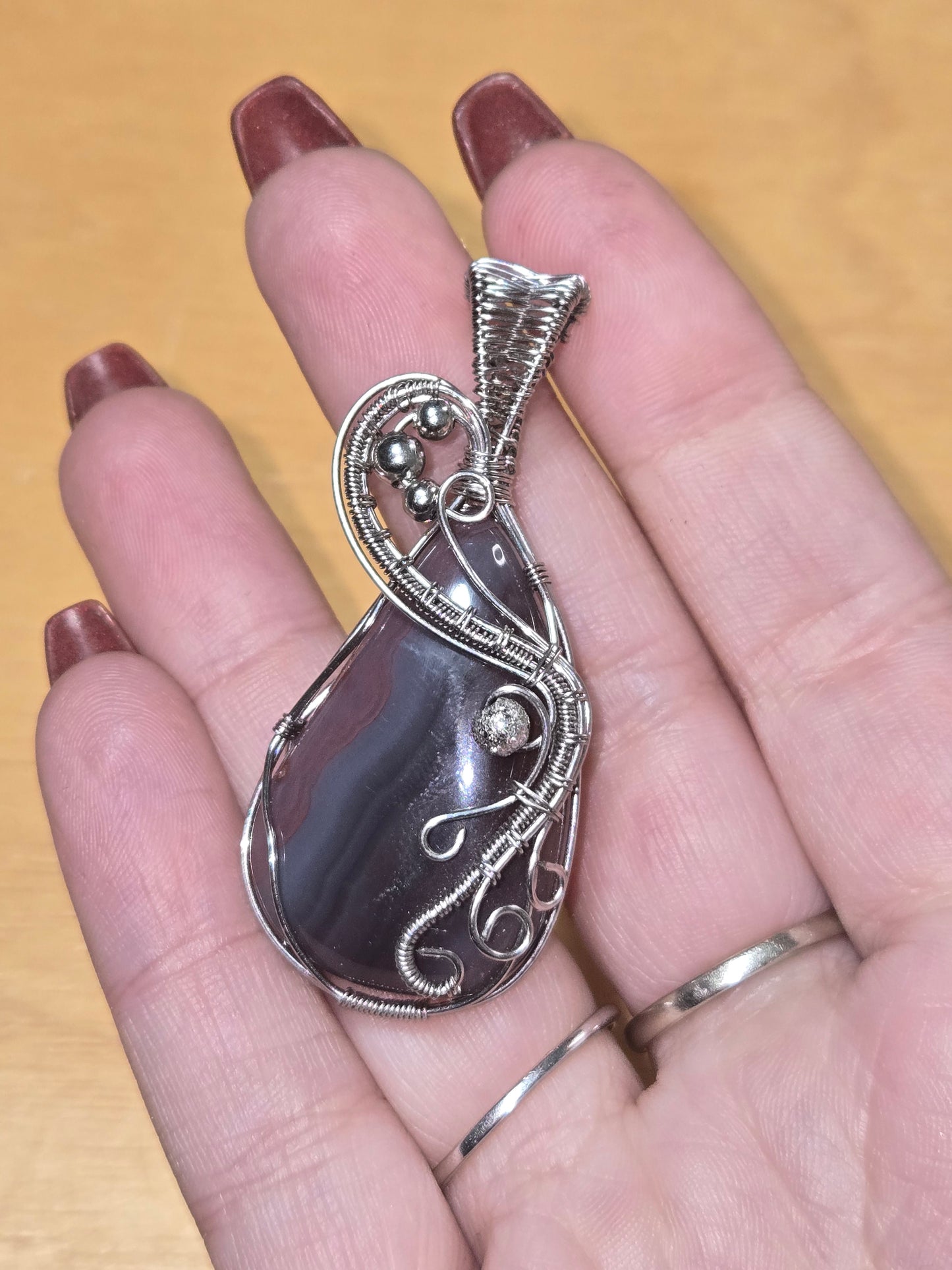 Botswana Agate handwrapped pendant