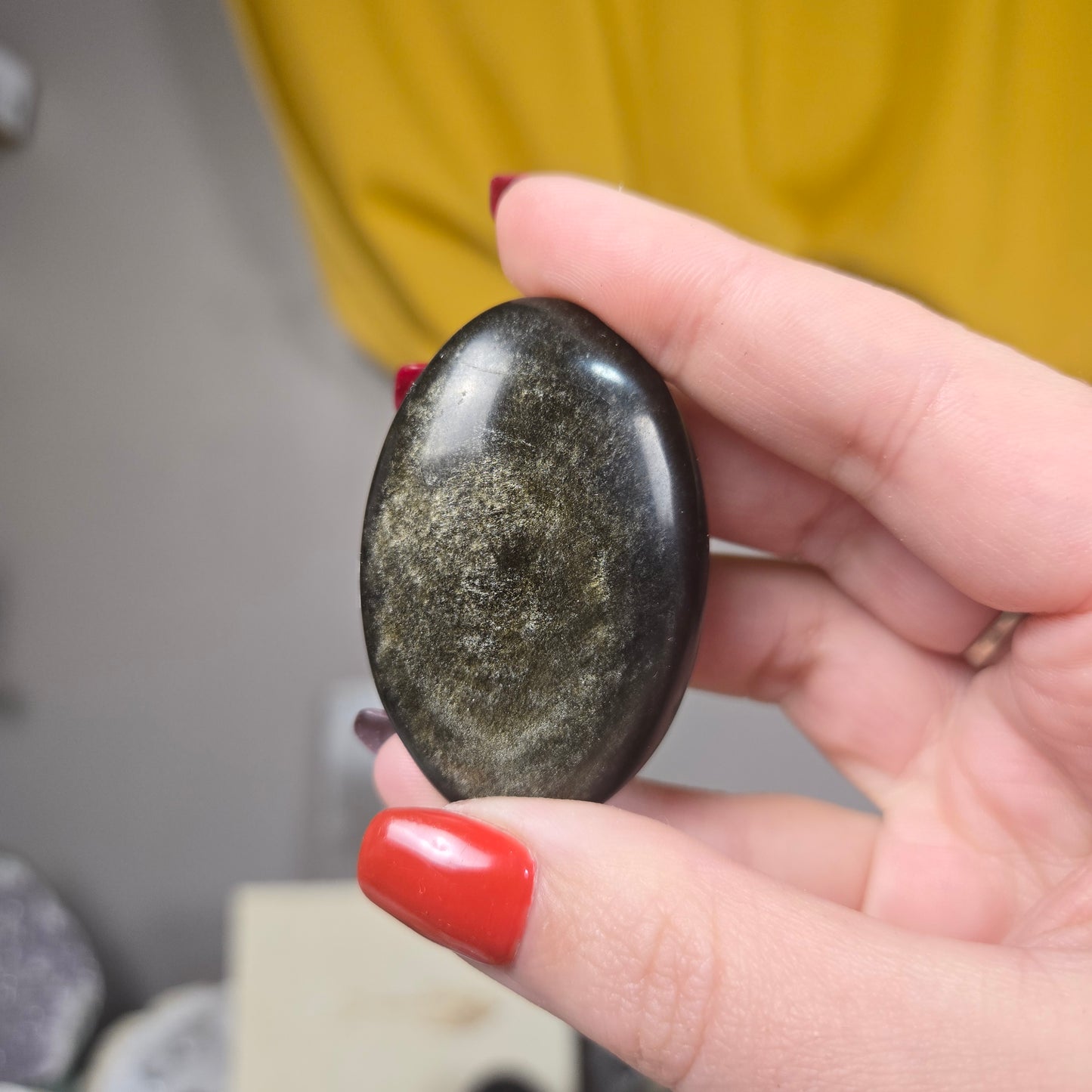 Gold Sheen Obsidian palm stone