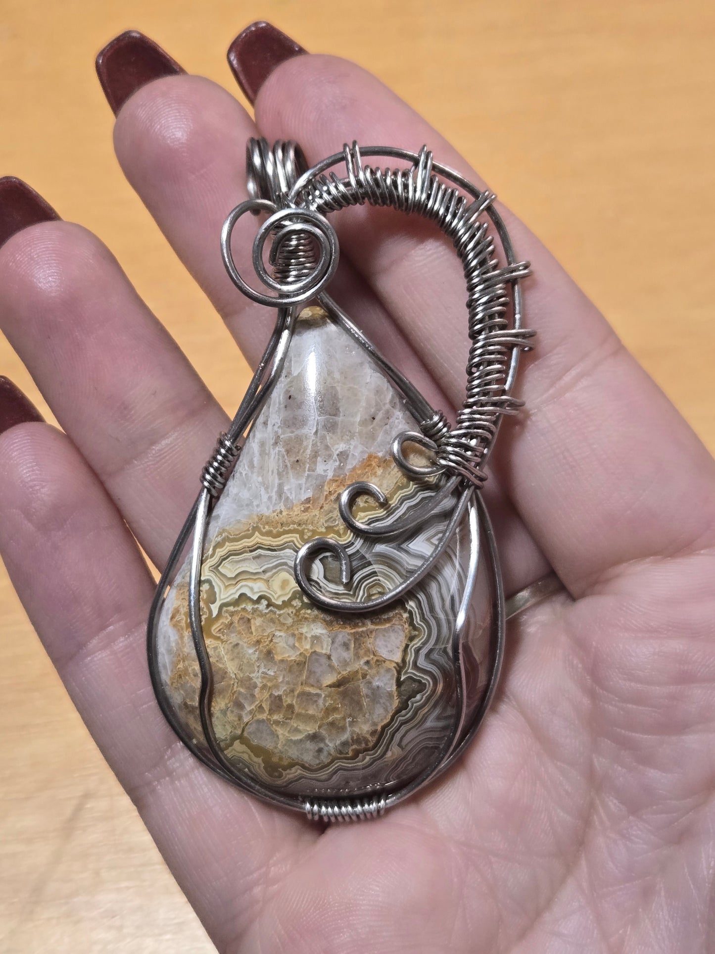 Crazy Lace Agate handwrapped pendant